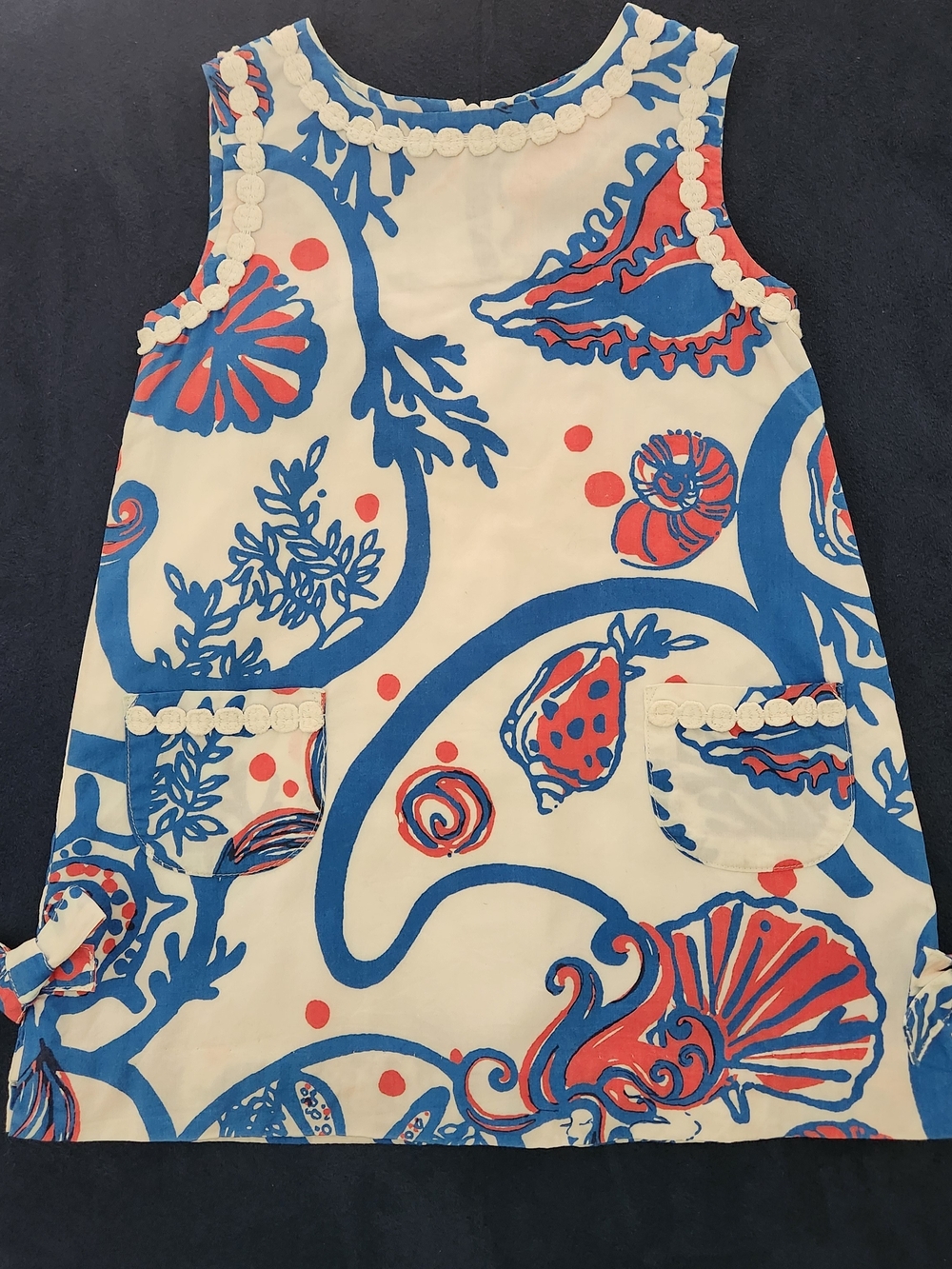 Lilly Pulitzer Girls Scales and Tails Blue Red Shell Mermaid Patriotic Dress 2